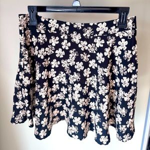LUSH Womens Black Floral Tan Mini Skater A Line Skirt Size S